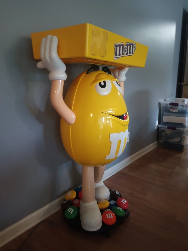 M&M Yellow Candy Display Stand On Wheels With Tray 45 inches Vintage - Image 2 of 4