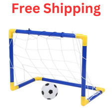 Mini Folding Soccer Goal Net Set with Ball Pump Kids Indoor Outdoor Toy
