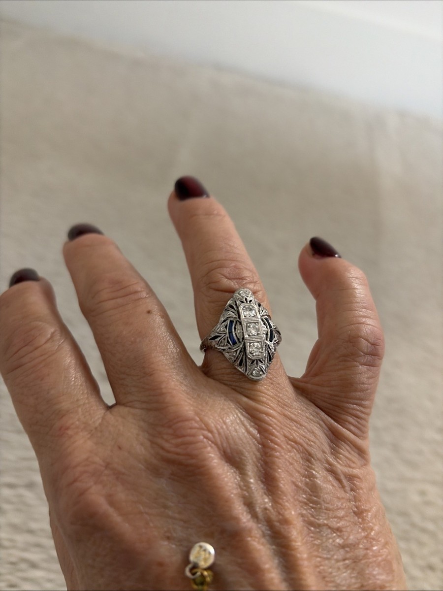 Platinum Diamond Sapphire Ring