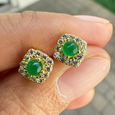 925 Sterling Silver Earrings Emerald 3mm Natural Gemstone Zircon Bridal Women