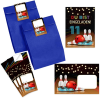 6 Einladungskarten Zum 11. Kindergeburtstag Kegeln Bowling MäDchen Jungen Einlad