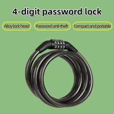 Anti-theft Bike Lock  4-digit Code + 1m Strong Cable for Mtb & Road Bicycle