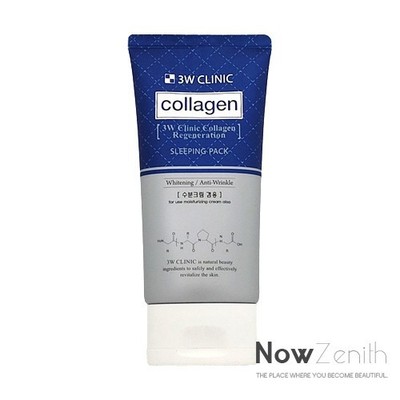 3W CLINIC Collagen Regeneration Sleeping Pack 120mL use moisturizing cream also