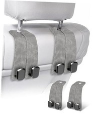 Car Purse Holder Hook, 2PCS Car Hooks for Headrest Luxurious Leather GREY 2Pack