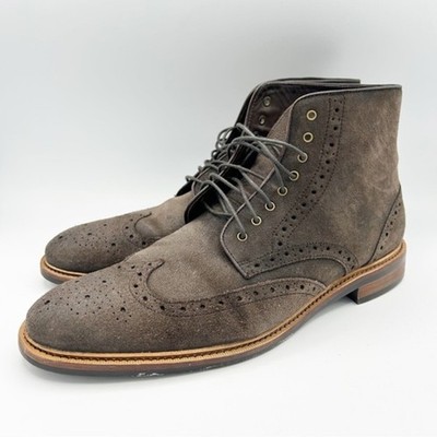 Gordon Rush Men's Suede Wingtip Lace Up Boots Dark Brown Size 10