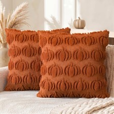 Caramel Fall Pumpkin Throw Pillow Covers 18x18 Inch