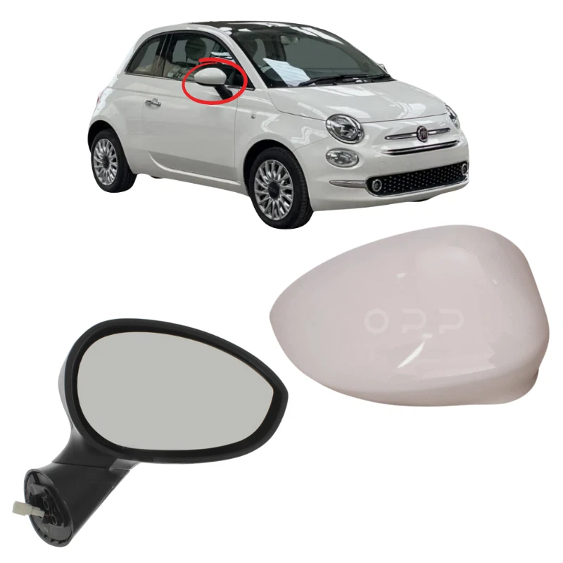Espejo retrovisor de puerta eléctrico pintado blanco blanco 268/A para Fiat 500 2008-2017 Foto 2 de 4