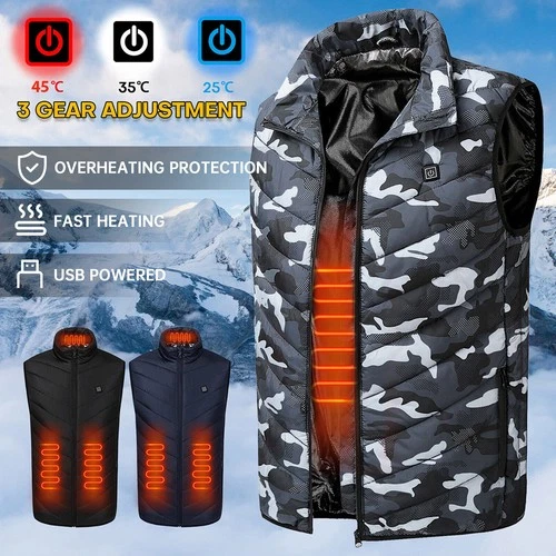 USB Heated Vest for Men Windproof Lightweight Polyester Winter Work Cycling Golf - product listing photo