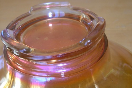 Large Vintage Carnival Depression Iridescent Footed Marigold Glass Bowl 9 3/4" - Picture 9 of 9