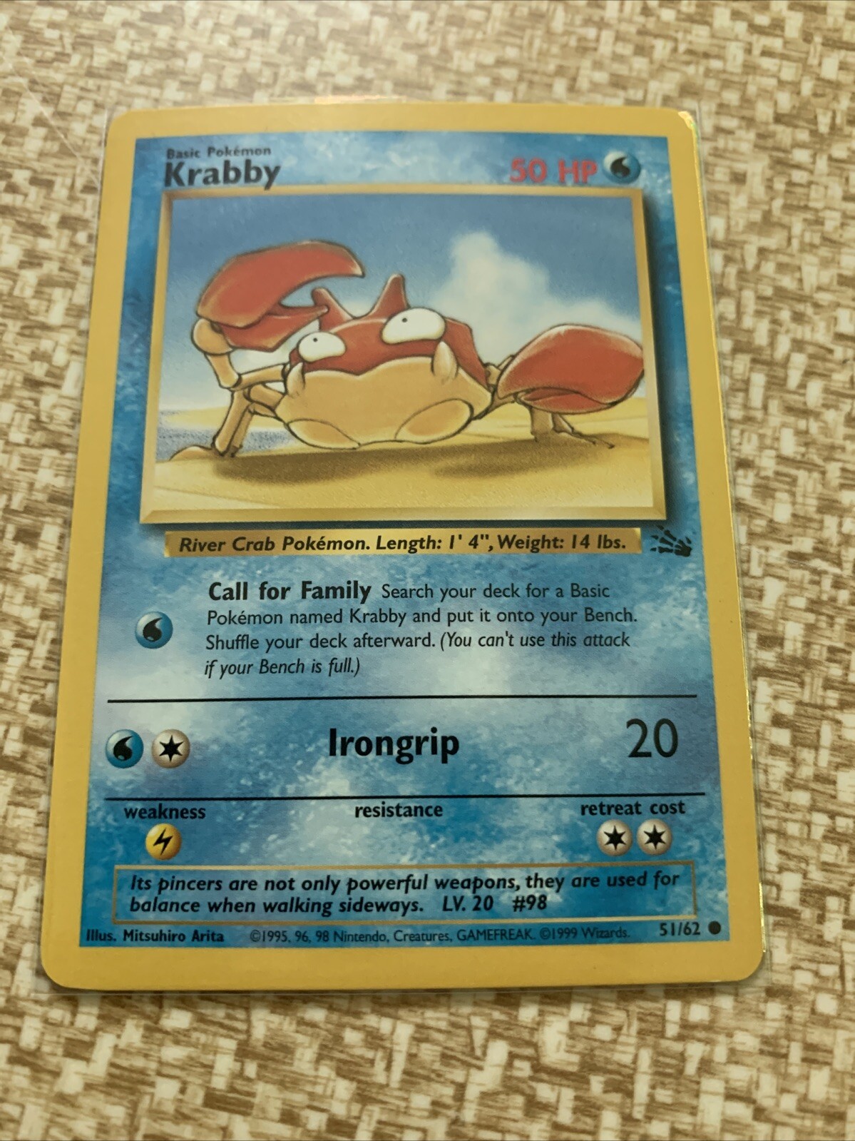 KRABBY - 51/62 - Fossil - Pokemon Card - NM Near Mint Or Better