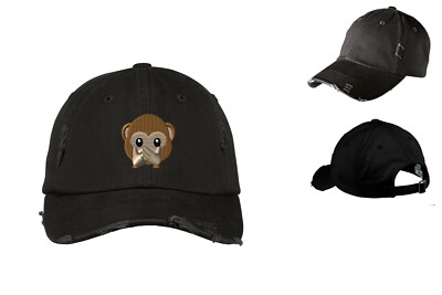 MONKEY Emoji SPEAK No Evil - Embroidered Vintage Hat Unisex - Baseball Dad's Cap