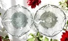 Rare Blenko Glass Sunflower Pattern Crystal Clear Candle Holders USA MCM READ