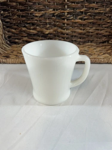 Vintage Fire King Oven Ware Milk Glass D Handle Coffee Mug Cup