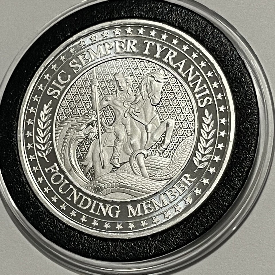 Infowars Founding Member 1 Oz Silver Coin 1 of 3 Sic Semper Tyrannis
