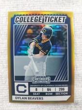 2022 Elite Extra Edition College Tickets Optic Gold 8/10 #CTO-10 Dylan Beavers