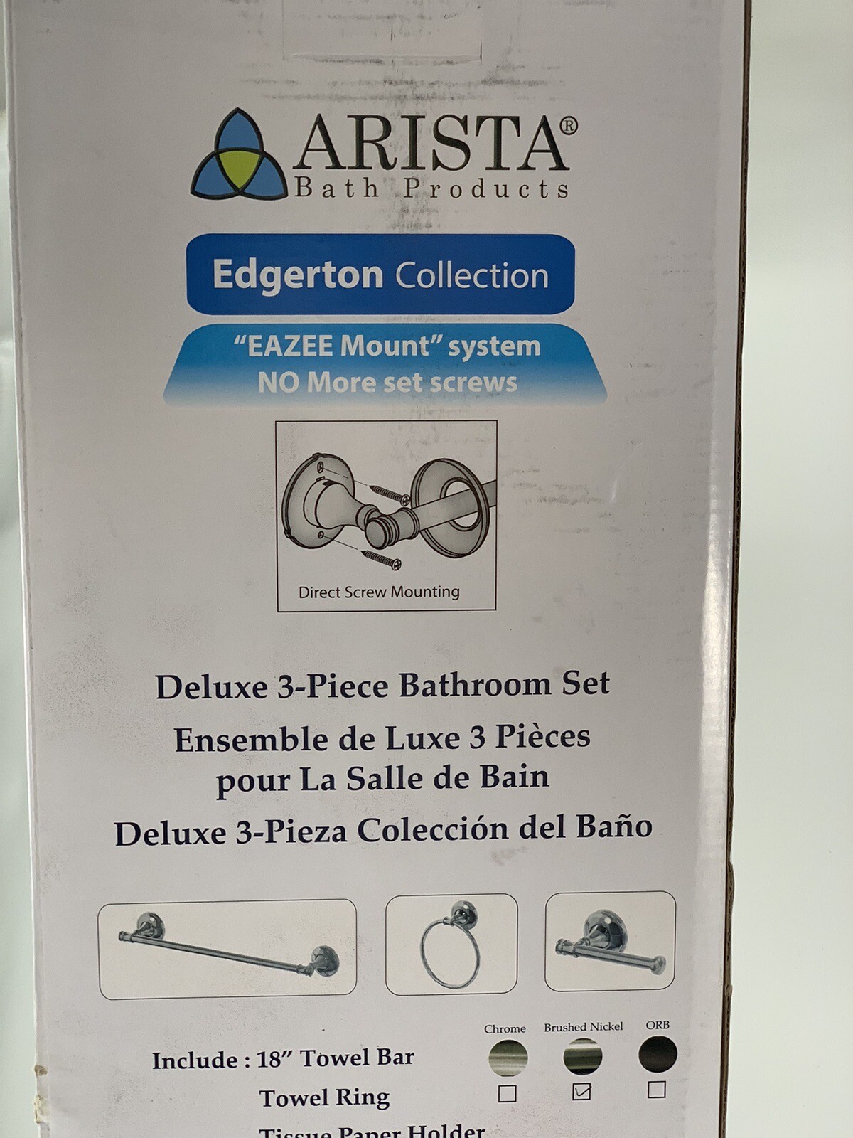 ARISTA Edgerton Collection 3 Piece Bathroom Hardware Set in Satin