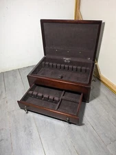 Vintage Reed & Barton Silverware Flatware Storage Chest Wood Case/Box Drawer D74