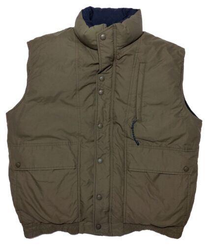 Vintage REI Herren Full Zip Snap Down gefütterte Weste grün Große L