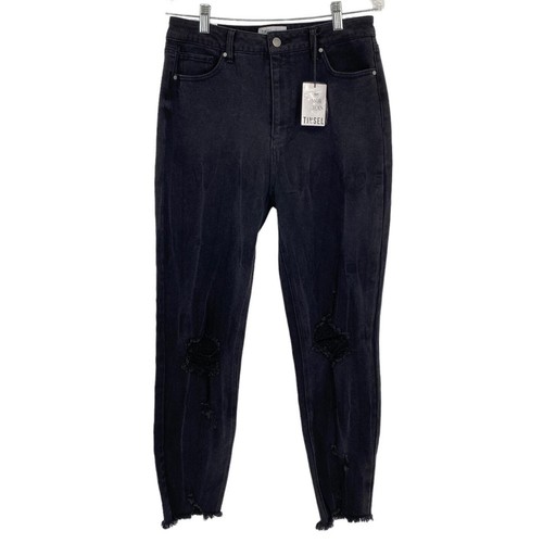 Lametta Neu mit Etikett The Mom Jeans abgenutzt schwarze Waschung Größe 13 Junior knöchellang