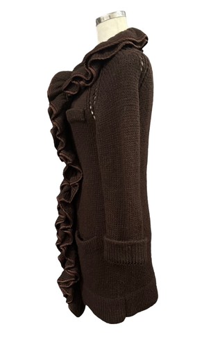Cardigan Anthropologie Nanette Lepore Maglione Lana Mohair Taglia S Finitura Seta Ruffle - Foto 6 di 21