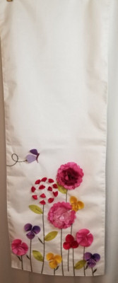 Floral Table Runner Unique Dimensional with Embroidered Flower & Leaves