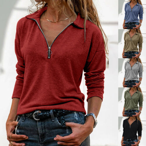 Women Long Sleeve Tunic Tops Lady Colorblock Holiday T-Shirt Casual Loose Blouse