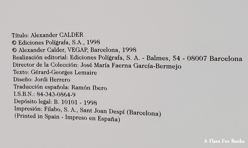 Alexander Calder by Alexander Calder; Poligrafa Ediciones - Hb - Picture 2 of 5