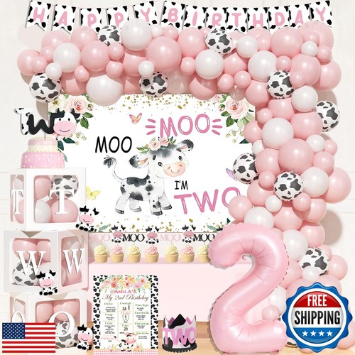 Fiesec Moo Moo Im Two Geburtstagsdeko Mädchen, Deko zum 2. Geburtstag für - Bild 1 von 5