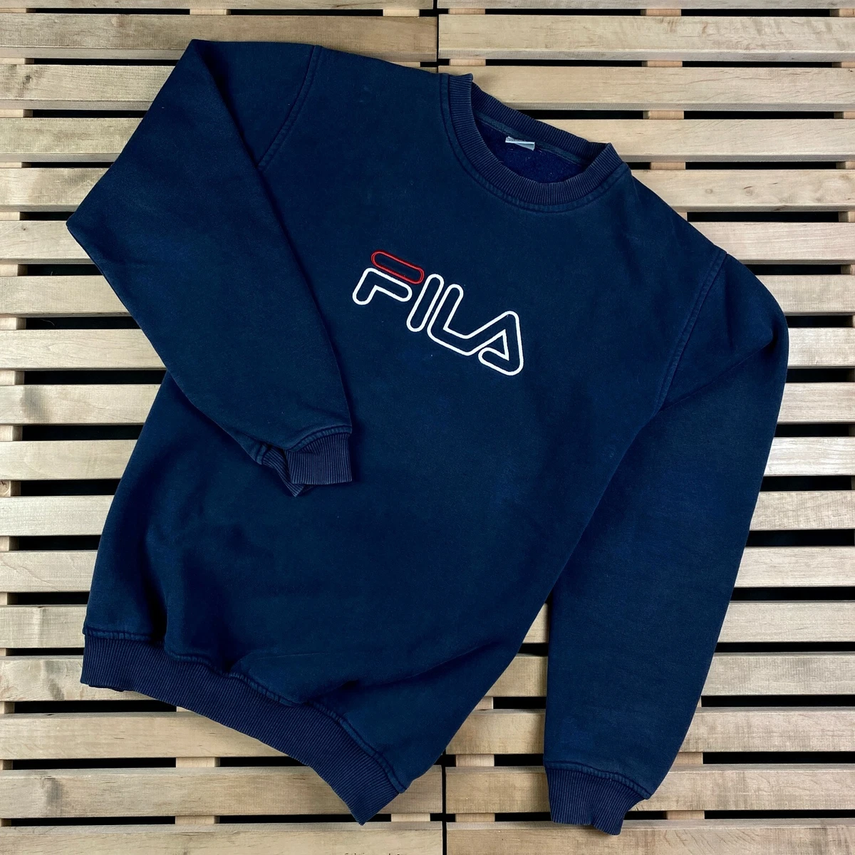 publiek Bad Springen Mens Sweatshirt Fila Vintage Big Logo Size XL | eBay