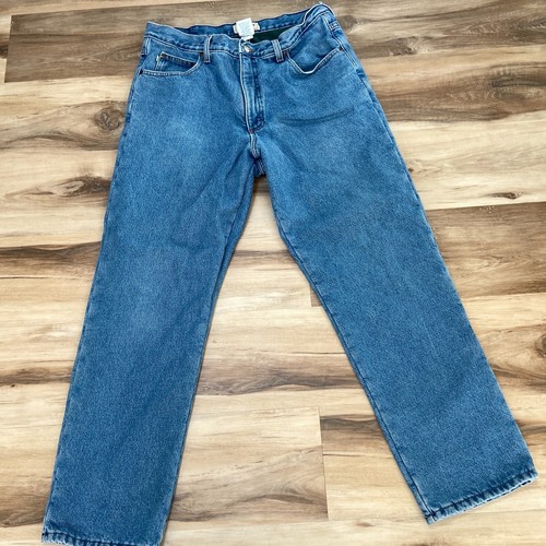 LL Bean Mens Fleece Lined Jeans Double 