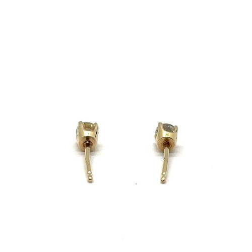 Gold-Diamond Earrings 2 Diamonds .18 Carat T.W. 14K Yellow Gold 0.5g (EPJ026148) - Picture 6 of 6