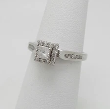 1/2CT Natural Diamond Halo Engagement Wedding Ring Bridal Band 14K White Gold
