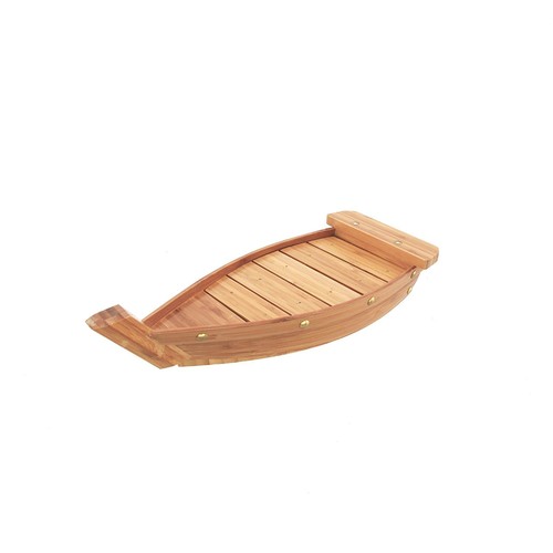 BambooMN Bamboo Wood Sushi Boat Serving Display Tray, Carbonized Brown - Picture 7 of 9