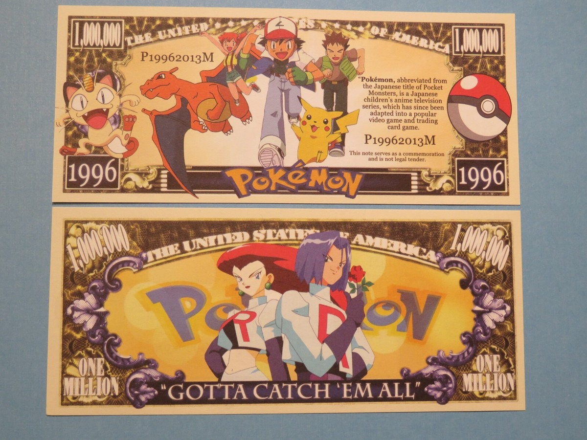 POKEMON Pocket Monsters Show ~ $1,000,000 One Million Dollar Bill: United States | eBay POKEMON Pocket Monsters Show ~ $1,000,000 One Million Dollar Bill: United States | eBay