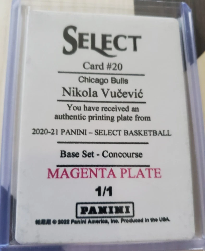 Tarjeta de salón NBA Select Nikola Vucevic #20 2020 placa de impresión magenta #1/1 SP Foto 4 de 4