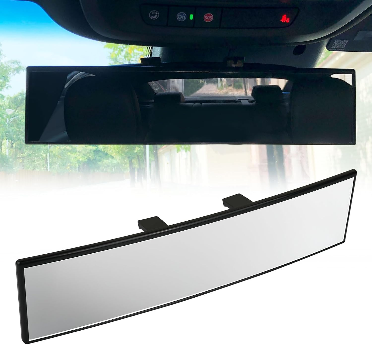 Wide Rear View Mirror Clip on 12 Inch Universal Panoramic Convex Interior Wide A