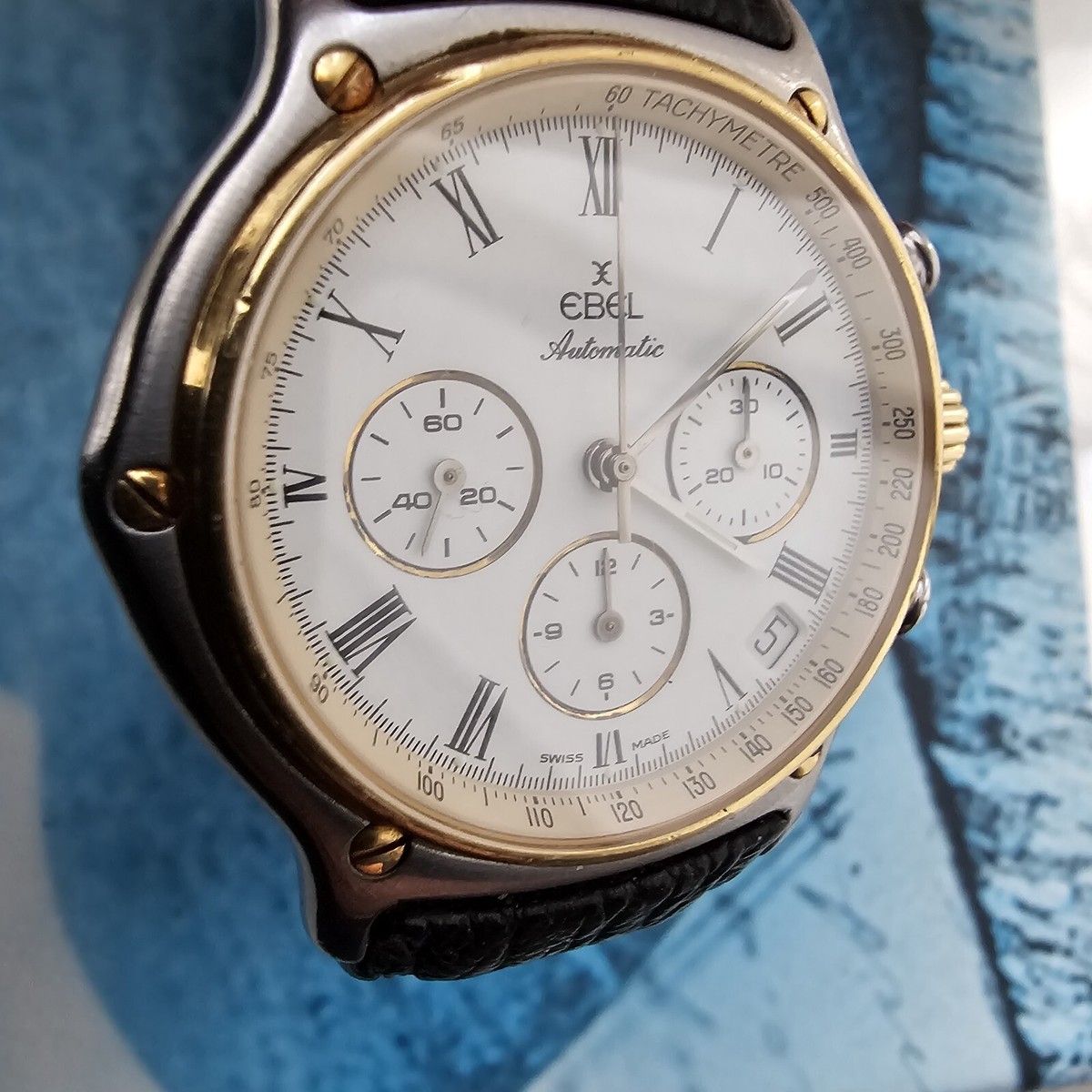 Ebel El Primero 1911 Chronograph White Dial Steel And Gold Execution Ref 1134901 With Box W3276 Ebel El Primero 1911 Chronograph White Dial Steel And Gold Execution Ref 1134901 With Box W3276