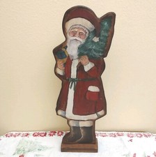 Vintage Folk Art Old World Santa Claus Hand Painted Christmas Holiday Decor 18"