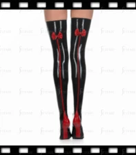 Latex Stockings with Bowknot Line Trims Sexy Hot Unisex Customized 0.4mm I5