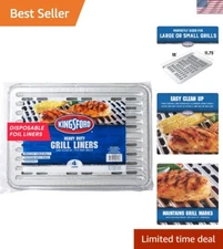 Heavy-Duty Disposable Grill Liners - 4 Pack, 16'' x 11.75'' for Easy BBQ Cooking