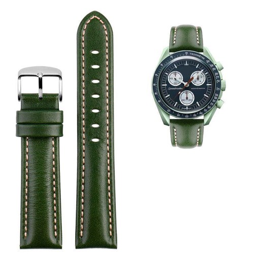20mm Genuine Leather Watch Strap Fit For Omega X Swatch Joint Moon Vintage Band - Picture 13 of 17