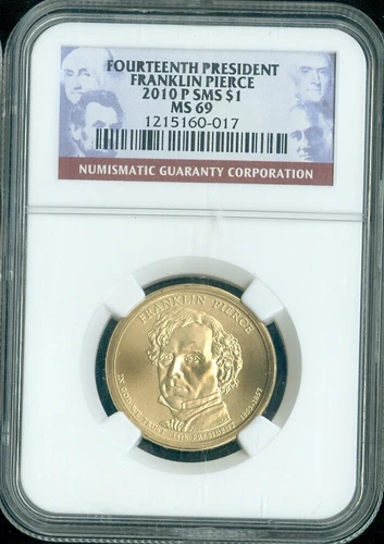 2010 Franklin Pierce Dollar NGC MS69 SMS Auction