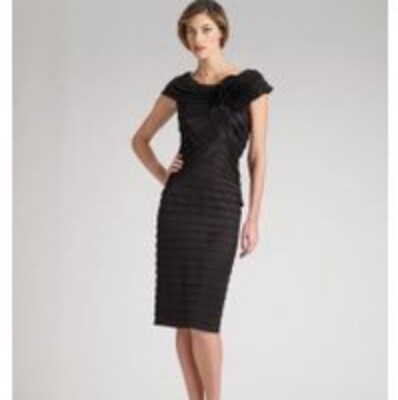 lace top pleated midi dress TADASHI SHOJI Collection Black Shutter Pleated Off Shoulder Jersey Dress S = 4/6