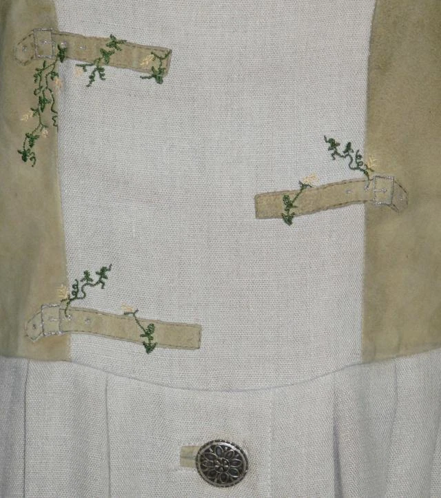 6 S VESTIDO LARGO JERSEY LINO Mujer ALEMÁN Trachten Jardín Fiesta Verano CREMA Foto 2 de 3