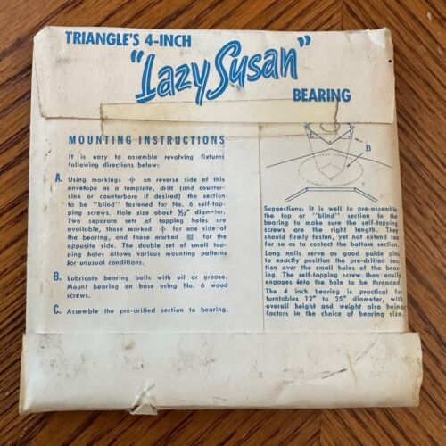 Triangle Lazy Susan 4 Inch Bearing NIP Kitchen Storage NOS - Picture 2 of 5