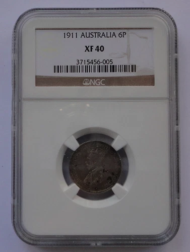 AUSTRALIA   COIN 6 PENCE 1911   NGC  XF  40