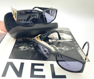 Occhiali da sole originali Chanel Coco Mark 02461 94305/90405 neri 2 pezzi con custodia i090776