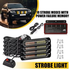 4x Strobe Light 12led Bar Truck Car Flashing Warning Hazard Beacon Amberwhite 4x Strobe Light 12led Bar Truck Car Flashing Warning Hazard Beacon Amberwhite