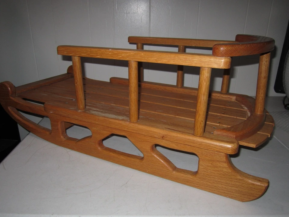 Vintage Children's Snow C-Back Pull Sled 30" Long By 14" Wide Decorative Or Use - Image 4 of 4
