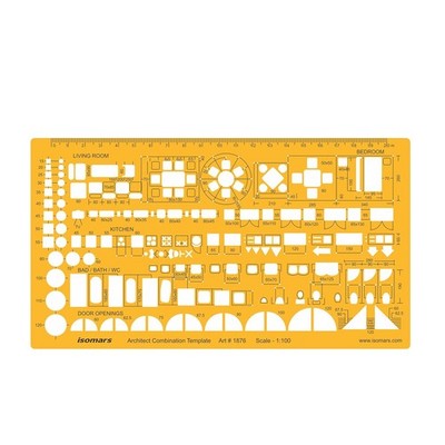 Architect Designing Template Stencil Furniture Layout Drafting Tool 225x125mm